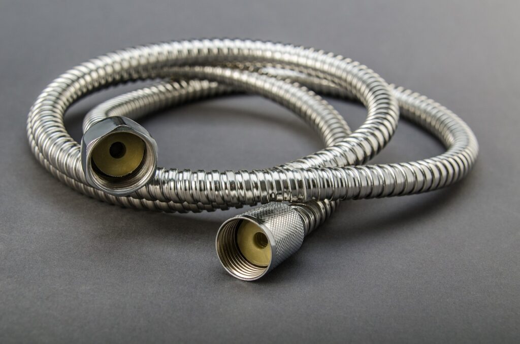hose, flexibility, equipment, tube, metallic, chrome, steel, silver, metal, pipe, shower, water, pipeline, technology, construction, iron, circle, connection, objects, stainless, faucet, nature, pressure, tool, repairing, plumber